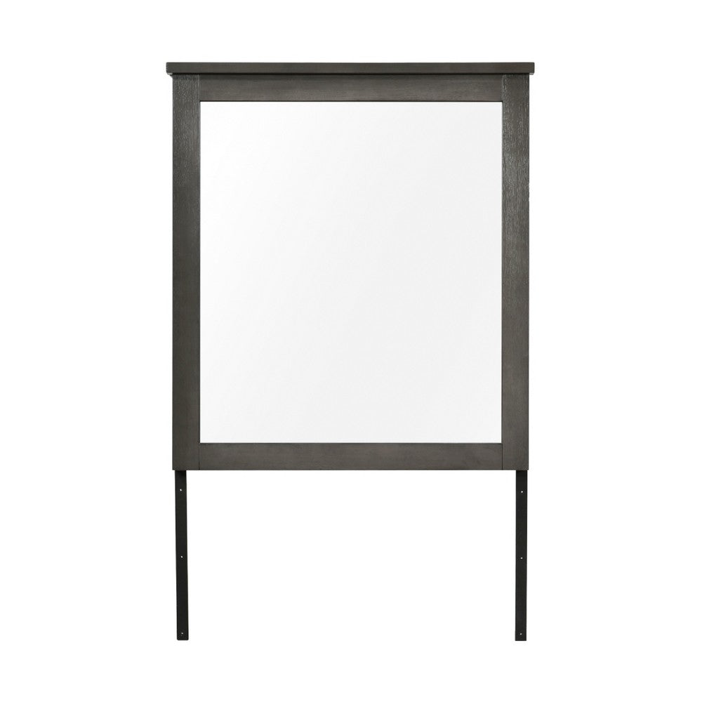 Nemy Dresser Mirror, 38x42 Rectangular Attachable Design, Rustic Gray Wood - BM351975