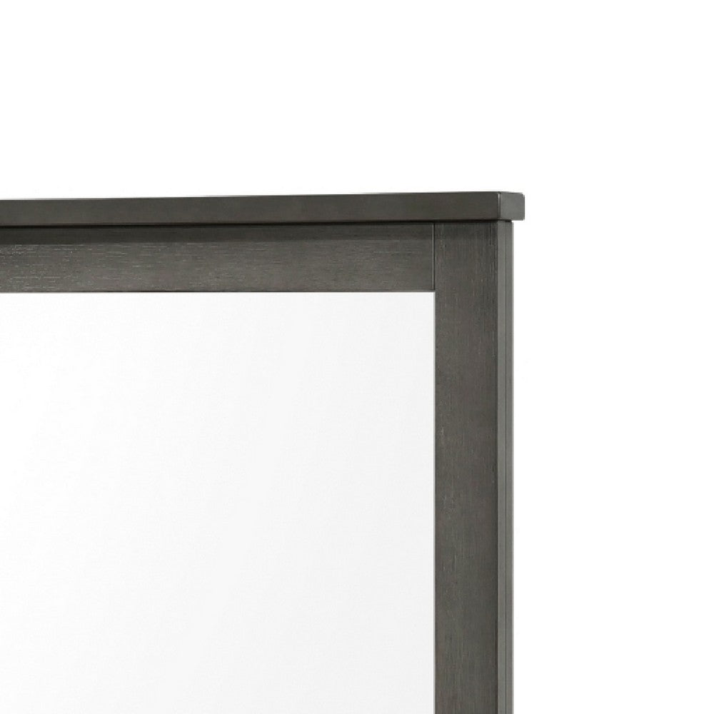 Nemy Dresser Mirror, 38x42 Rectangular Attachable Design, Rustic Gray Wood - BM351975