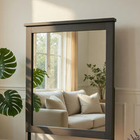 Nemy Dresser Mirror, 38x42 Rectangular Attachable Design, Rustic Gray Wood - BM351975