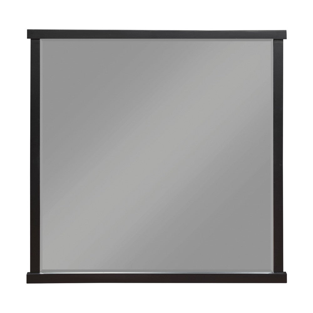 Acy Dresser Mirror, Elegant 40x40 Square Frame, Modern Black Wood - BM351976