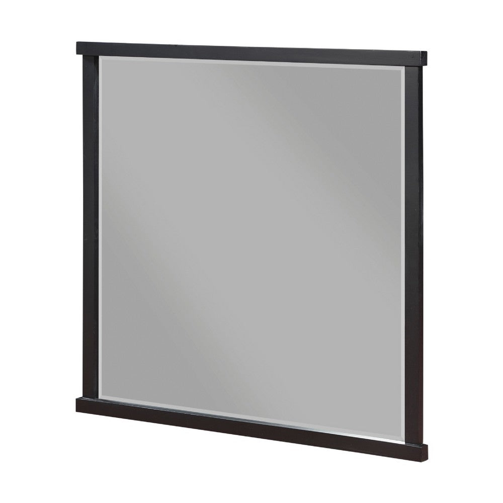 Acy Dresser Mirror, Elegant 40x40 Square Frame, Modern Black Wood - BM351976