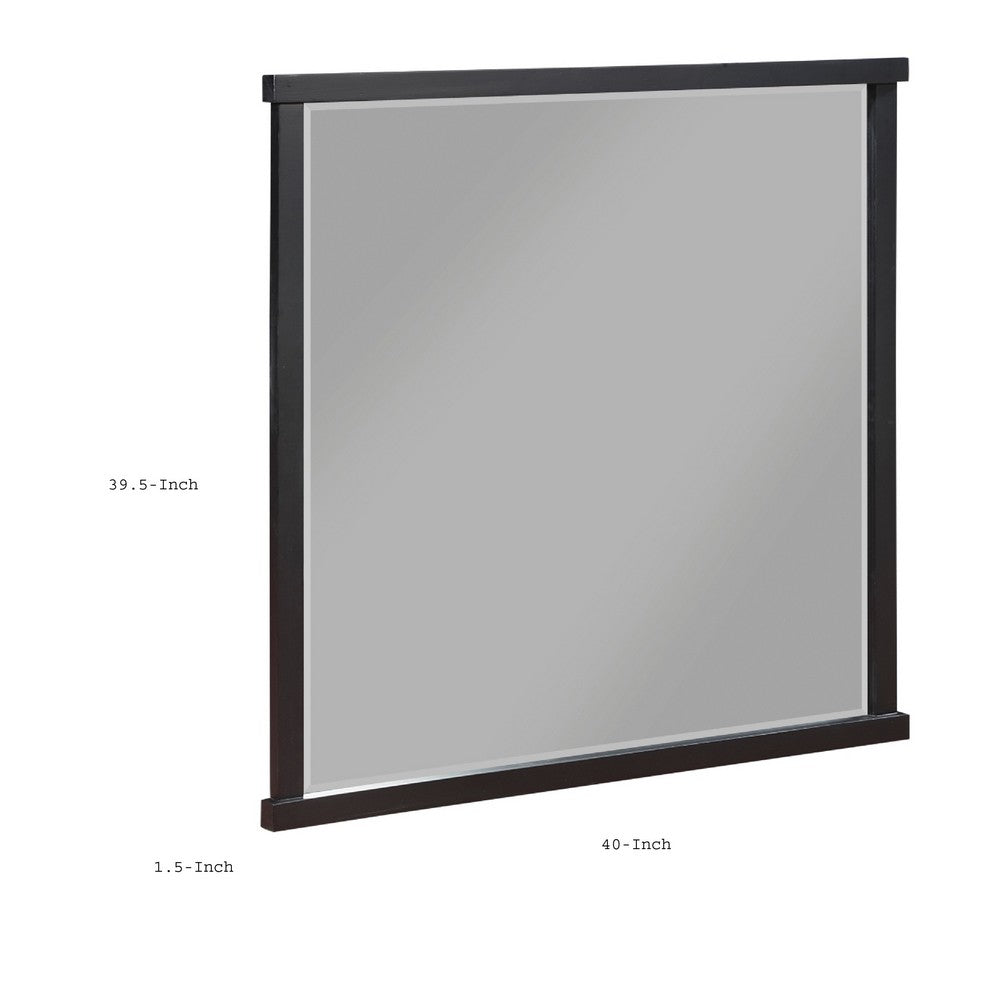 Acy Dresser Mirror, Elegant 40x40 Square Frame, Modern Black Wood - BM351976