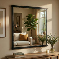 Acy Dresser Mirror, Elegant 40x40 Square Frame, Modern Black Wood - BM351976