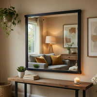 Acy Dresser Mirror, Elegant 40x40 Square Frame, Modern Black Wood - BM351976