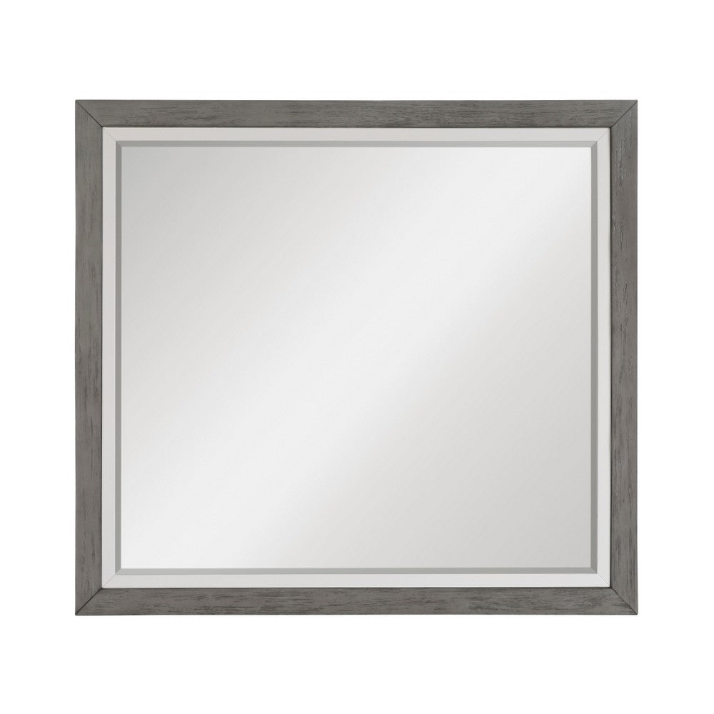 Rowy Dresser Mirror | Dual Tone Frame | Ivory & Gray Wood | 37x41 Square - BM351977