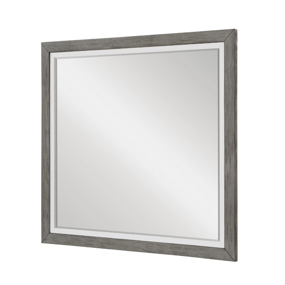 Rowy Dresser Mirror | Dual Tone Frame | Ivory & Gray Wood | 37x41 Square - BM351977