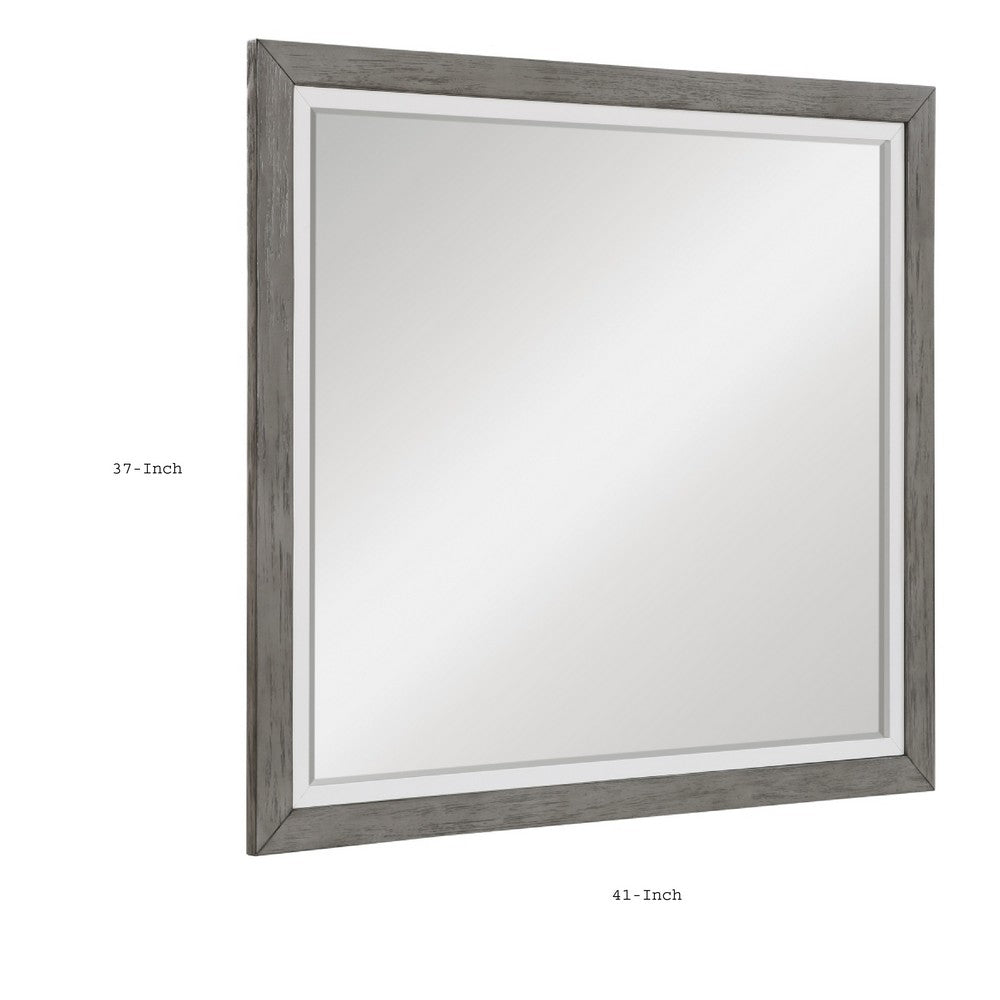 Rowy Dresser Mirror | Dual Tone Frame | Ivory & Gray Wood | 37x41 Square - BM351977