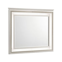 Dery Dresser Mirror with LED, White and Gold Wood Frame, 36x44 Rectangular - BM351978