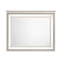 Dery Dresser Mirror with LED, White and Gold Wood Frame, 36x44 Rectangular - BM351978