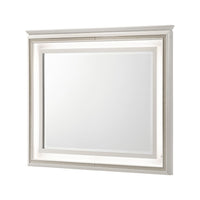 Dery Dresser Mirror with LED, White and Gold Wood Frame, 36x44 Rectangular - BM351978