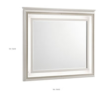 Dery Dresser Mirror with LED, White and Gold Wood Frame, 36x44 Rectangular - BM351978