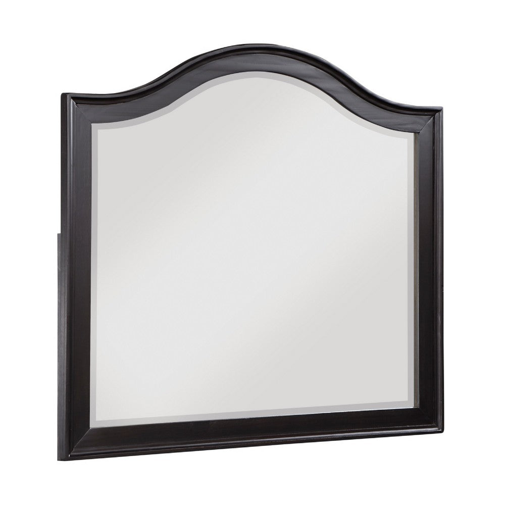 Vix Dresser Mirror, 39x42 Classic Arched Frame, Charcoal Brown Wood - BM351979