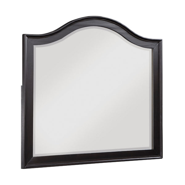Vix Dresser Mirror, 39x42 Classic Arched Frame, Charcoal Brown Wood - BM351979