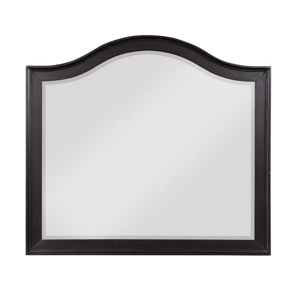 Vix Dresser Mirror, 39x42 Classic Arched Frame, Charcoal Brown Wood - BM351979