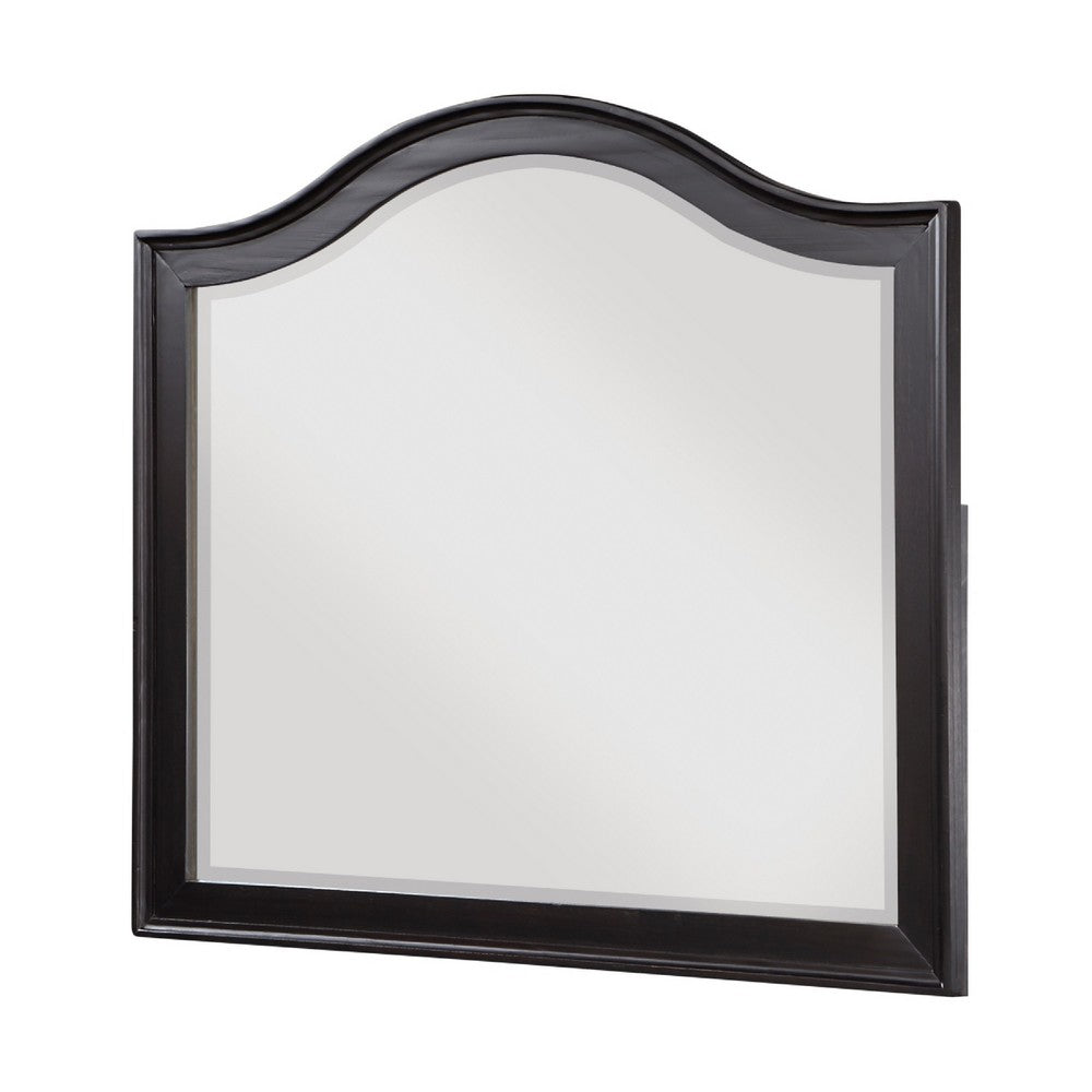 Vix Dresser Mirror, 39x42 Classic Arched Frame, Charcoal Brown Wood - BM351979