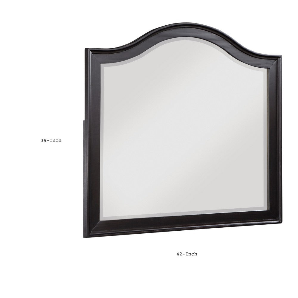 Vix Dresser Mirror, 39x42 Classic Arched Frame, Charcoal Brown Wood - BM351979