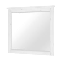 Gemi Dresser Mirror, Antique White Rub Through Finish Wood 34x39 Square - BM351981
