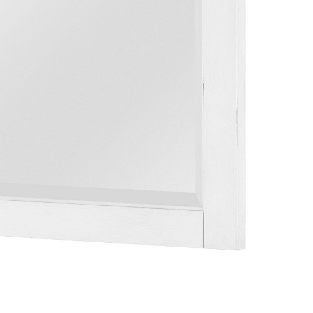 Gemi Dresser Mirror, Antique White Rub Through Finish Wood 34x39 Square - BM351981