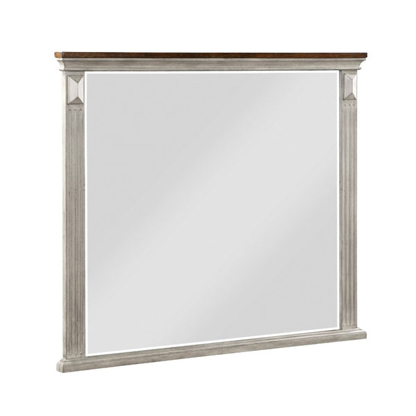 Kova Dresser Mirror, Routed Pilasters, Gray and Brown 38x47 Rectangular - BM351982