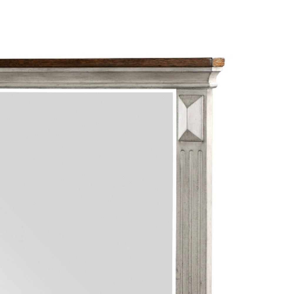 Kova Dresser Mirror, Routed Pilasters, Gray and Brown 38x47 Rectangular - BM351982