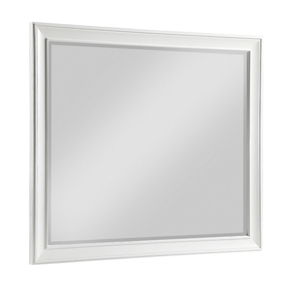 Lyni Dresser Mirror, Traditional Frame, White Wood, 37x44 Rectangular - BM351984