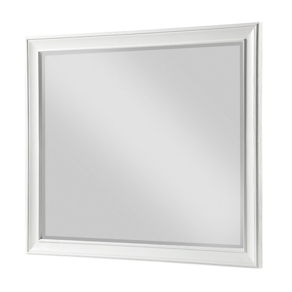 Lyni Dresser Mirror, Traditional Frame, White Wood, 37x44 Rectangular - BM351984