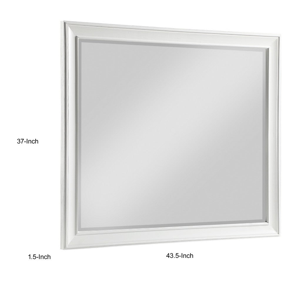Lyni Dresser Mirror, Traditional Frame, White Wood, 37x44 Rectangular - BM351984
