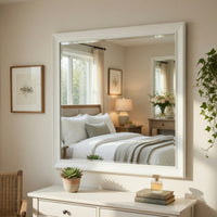Lyni Dresser Mirror, Traditional Frame, White Wood, 37x44 Rectangular - BM351984