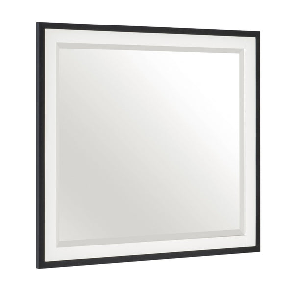 Jem Dresser Mirror, White and Walnut Brown Metal Frame, 37x42 Rectangular - BM351985