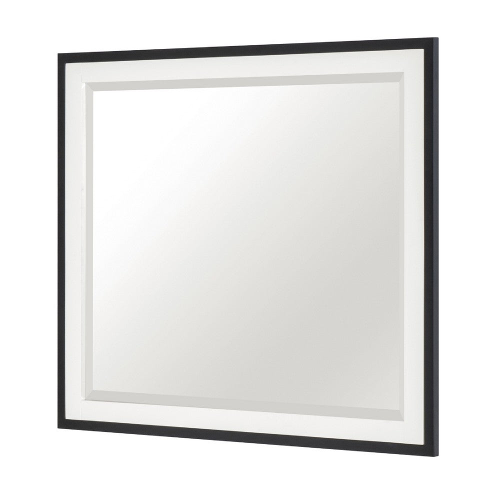 Jem Dresser Mirror, White and Walnut Brown Metal Frame, 37x42 Rectangular - BM351985