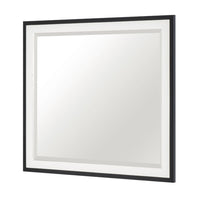 Jem Dresser Mirror, White and Walnut Brown Metal Frame, 37x42 Rectangular - BM351985