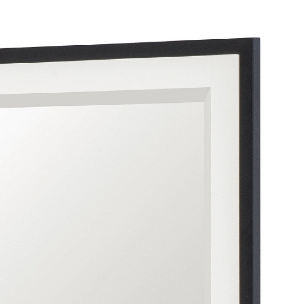 Jem Dresser Mirror, White and Walnut Brown Metal Frame, 37x42 Rectangular - BM351985