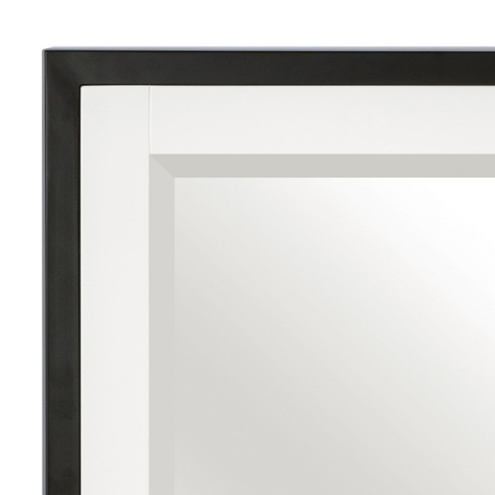 Jem Dresser Mirror, White and Walnut Brown Metal Frame, 37x42 Rectangular - BM351985