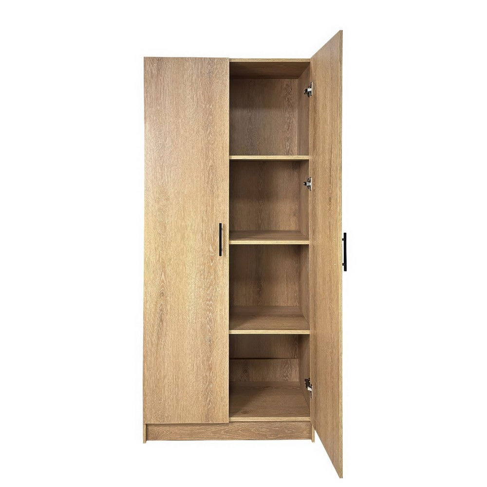 Mea Utility Storage Cabinet, 2 Doors, 3 Shelves, 71 Inch Oak Brown - BM352098