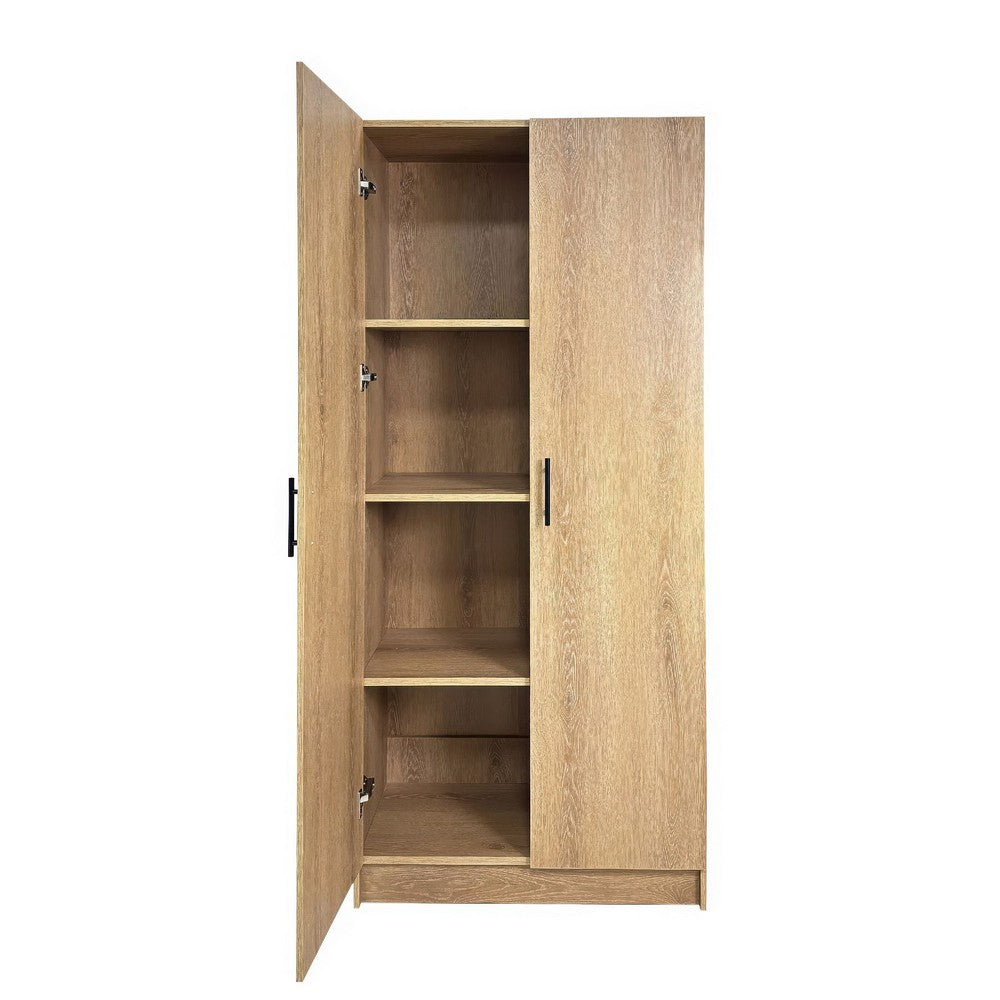 Mea Utility Storage Cabinet, 2 Doors, 3 Shelves, 71 Inch Oak Brown - BM352098