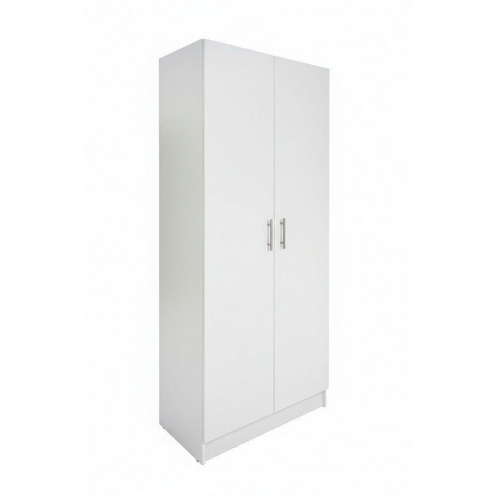 Mea Utility Storage Cabinet, 2 Doors, 3 Shelves, 71 Inch Glam White - BM352099