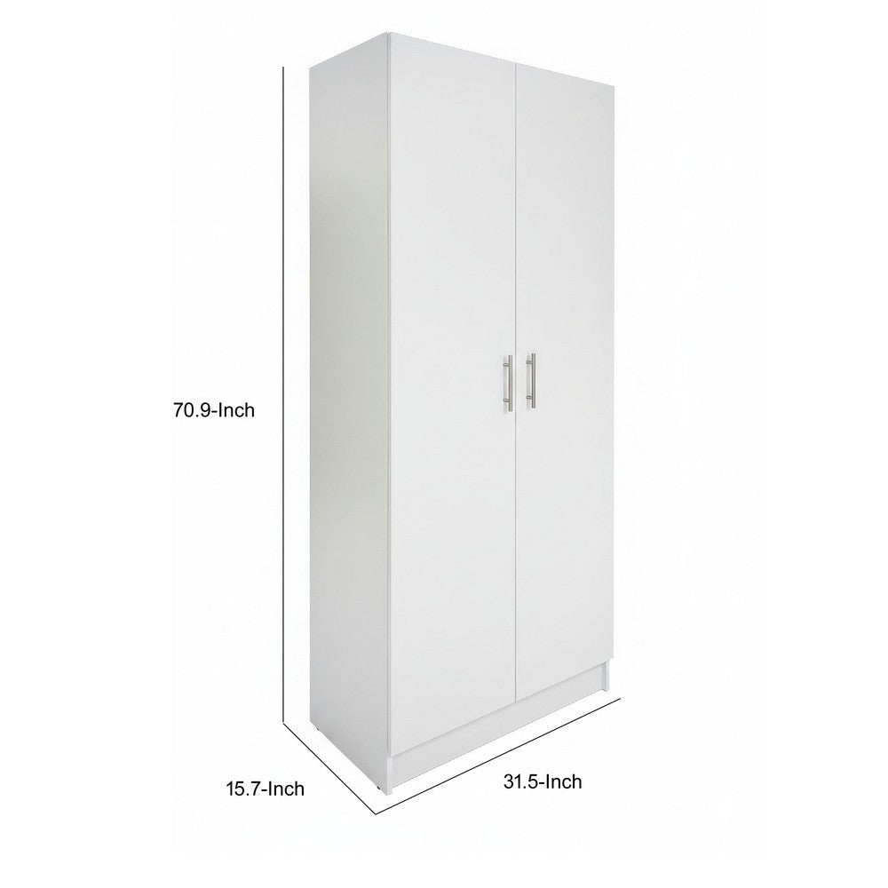 Mea Utility Storage Cabinet, 2 Doors, 3 Shelves, 71 Inch Glam White - BM352099