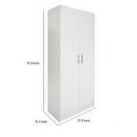 Mea Utility Storage Cabinet, 2 Doors, 3 Shelves, 71 Inch Glam White - BM352099