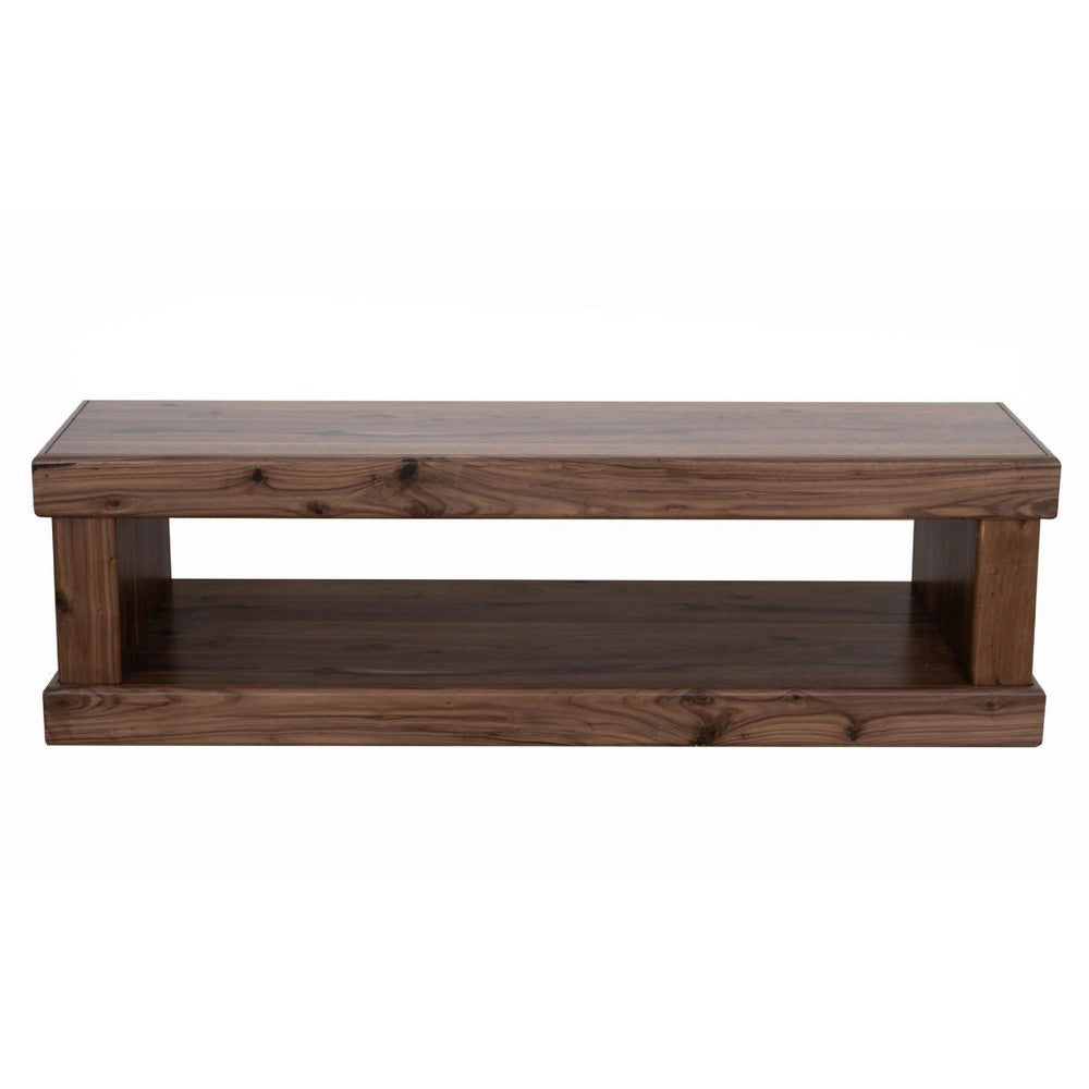Kima Entryway Bench, Open Lower Shelf, 60 Inch Walnut Brown Wood - BM352123