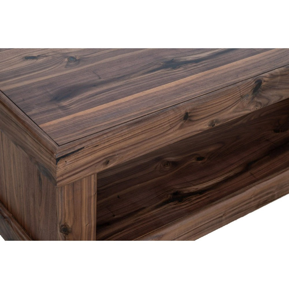 Kima Entryway Bench, Open Lower Shelf, 60 Inch Walnut Brown Wood - BM352123