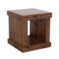 Kima Side End Table, 25 Inch Square Top with Lower Shelf, Walnut Brown - BM352124