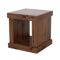 Kima Side End Table, 25 Inch Square Top with Lower Shelf, Walnut Brown - BM352124