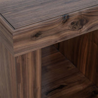 Kima Side End Table, 25 Inch Square Top with Lower Shelf, Walnut Brown - BM352124