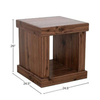 Kima Side End Table, 25 Inch Square Top with Lower Shelf, Walnut Brown - BM352124