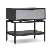 Kina Bedside Nightstand, 1 Drawer and Open Shelf, Espresso Gray Wood - BM352125