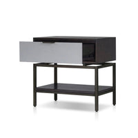 Kina Bedside Nightstand, 1 Drawer and Open Shelf, Espresso Gray Wood - BM352125