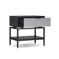 Kina Bedside Nightstand, 1 Drawer and Open Shelf, Espresso Gray Wood - BM352125