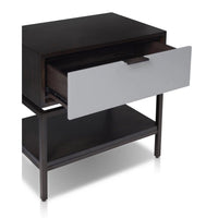 Kina Bedside Nightstand, 1 Drawer and Open Shelf, Espresso Gray Wood - BM352125