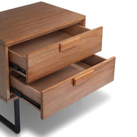 Pio Bedside Nightstand, 2 Drawers, Chestnut Brown, Gray Metal Legs - BM352126