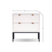 Lio Modern Nightstand with 2 Drawers, Gray Metal Legs, Glam White - BM352127